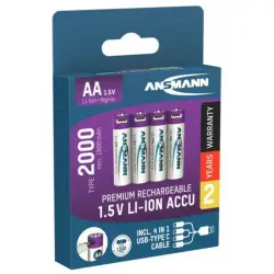 Akumulatorki AA Li-Ion 1,5V 2000mAh USB 4 szt.