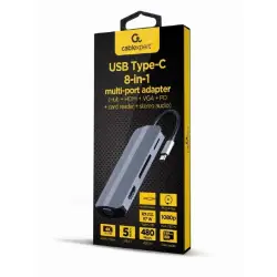 Multiport USB-C 8w1 HUB/HDMI/VGA/PD/czytnik/audio