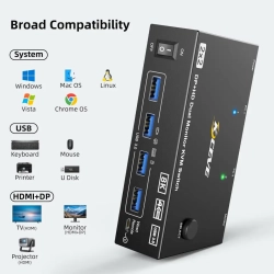 Przełącznik KVM USB 2 PC - 2 monitory HDMI+DP 8K