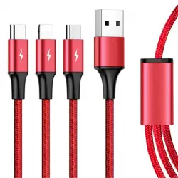 Kabel USB 3w1 - micro USB, USB-C, Lightning QC