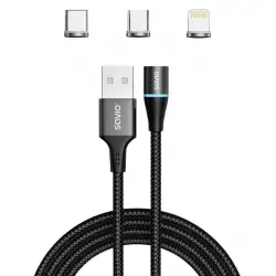 Kabel magnetyczny 3w1 USB-microUSB/USB-C/Lightning