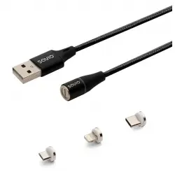 Kabel magnetyczny 3w1 USB-microUSB/USB-C/Lightning