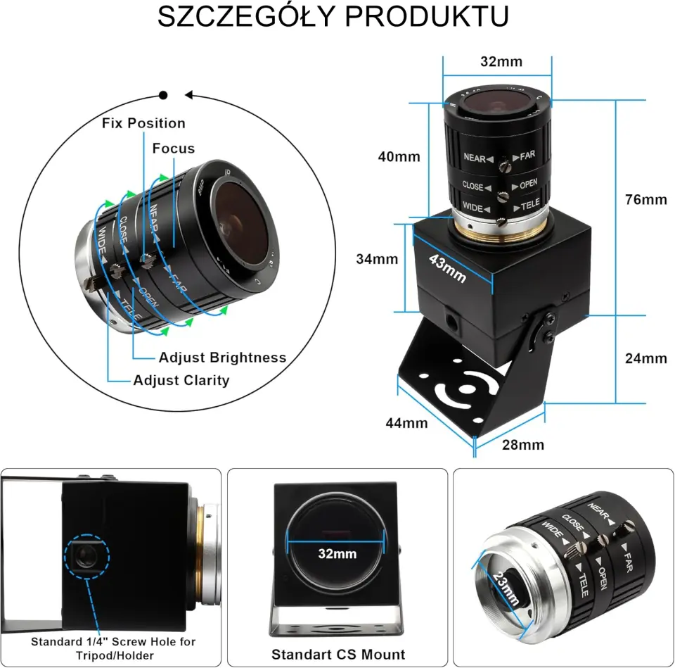 Kamera USB 12MP 120fps z zoomem optycznym 3x zdjęcie 4