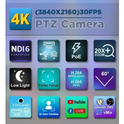 Kamera PTZ 4K NDI 20x zoom optyczny HDMI/USB/LAN