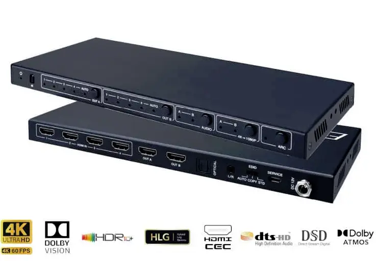 Conmutador HDMI 2.0 4X1 4K UHD Audio 3D SPDIF HDCP 2.2 HDR10 Dolby Vision  18Gbs +