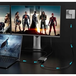 Adapter USB-C do 2xHDM + USB 3.0 + PD