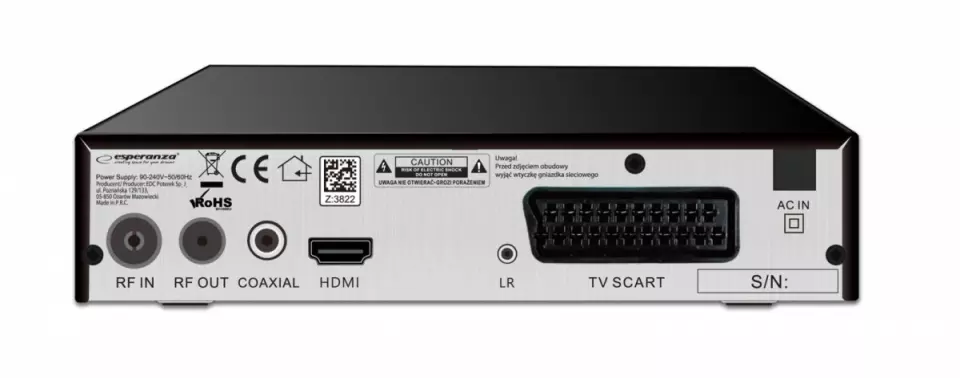 DIGITAL TUNER ESPERANZA DVB-T2 H.265/HEVC EV105R